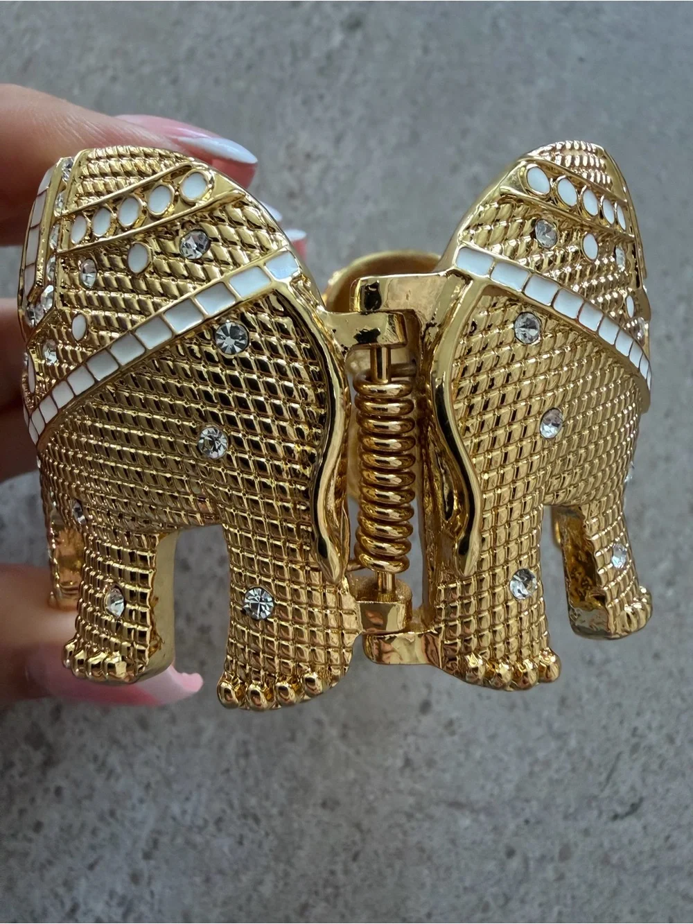 Lilly Pulitzer Gold Elephant Cuff Bracelet with White Enamel Accents